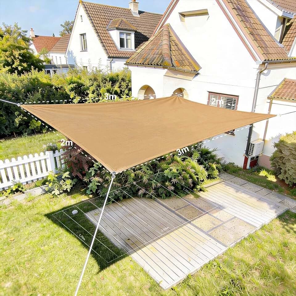 HAIKUS Sonnensegel 2x3 Rechteckig, Premium HDPE UV Schutz Sonnenschutz Atmungsaktiv Wetterbeständig für Garten Balkon und Terrasse, inkl Befestigungsseile, Rechteck Sand 2x3m
