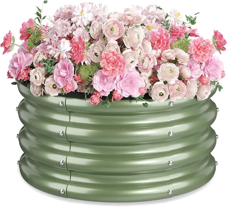 Round Raised Garden Bed, 1 Pack, 2 x 2 x 1 Ft, Green