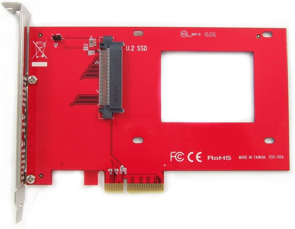 PEXU2-132 NVMe 2.5-inch U.2 (SFF-8639) SSD PCIe 4.0 x4 Carrier Adapter Card - for 2.5-inch U.2 NVMe SSD - U.2 to PCIe - PCIe Adapter for U.2 Drive