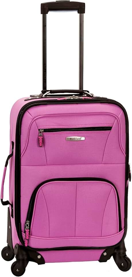 Rockland Pasadena Expandable Spinner Carry-on 19", Pink