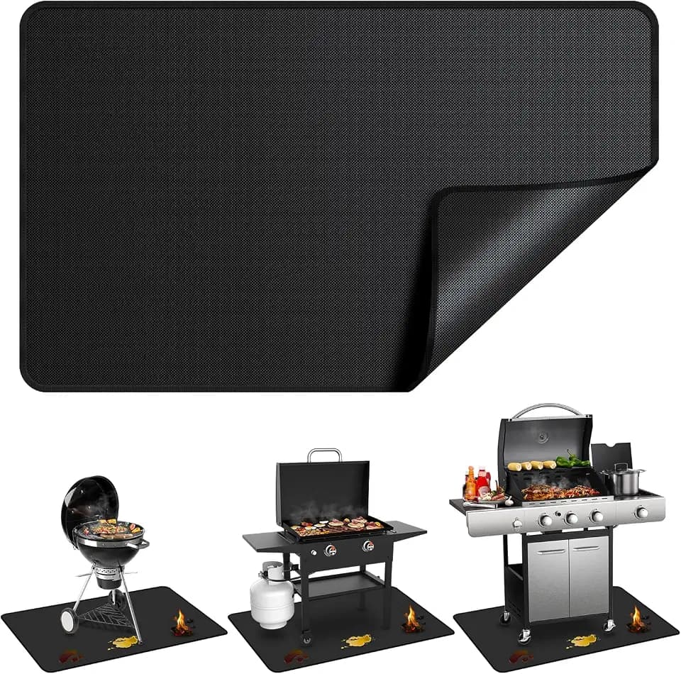 Large 90 x 48 inch Under Grill Mats for Outdoor Grill, Double-Sided Fireproof Deck Patio Protector Mat, Waterproof Oil-Proof BBQ Floor Pad Indoor Fire Pit Fireplace Mat