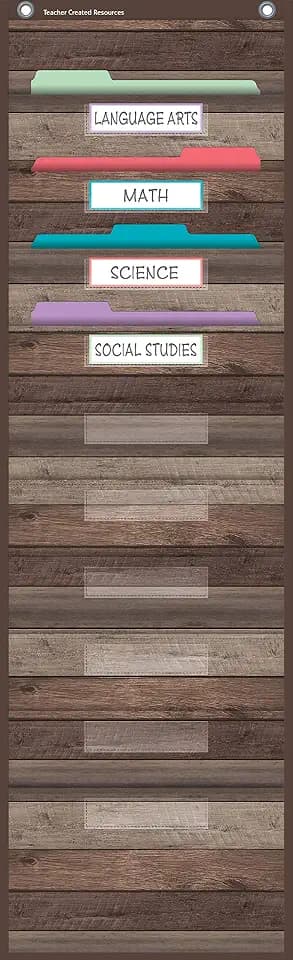 Teacher Created Resources Dark Wood 10 Pocket File Storage Pocket Chart (14" x 58") (TCR20331)
