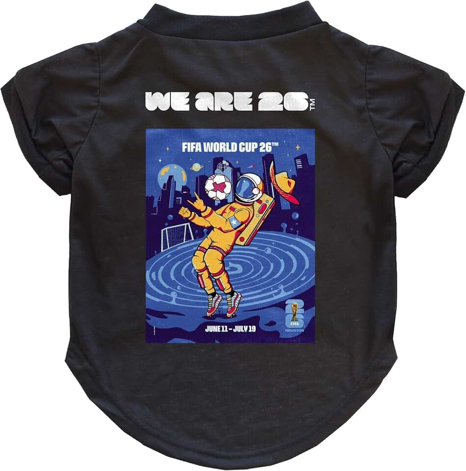 Littlearth Pet T-Shirt City Edition – Official FIFA 2026 Pet Apparel, 11 Host City Graphics, Black, XS–XL