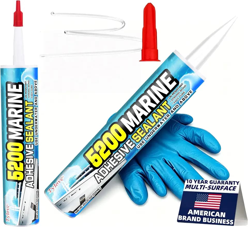 Tylove [Crystal Clear] 5200 Marine Sealant Clear - UV-Resistant Waterproof Adhesive for Boats, Windows, Glass & Marine Applications Eco-Friendly, Low Odor (10.5 Oz Tube)