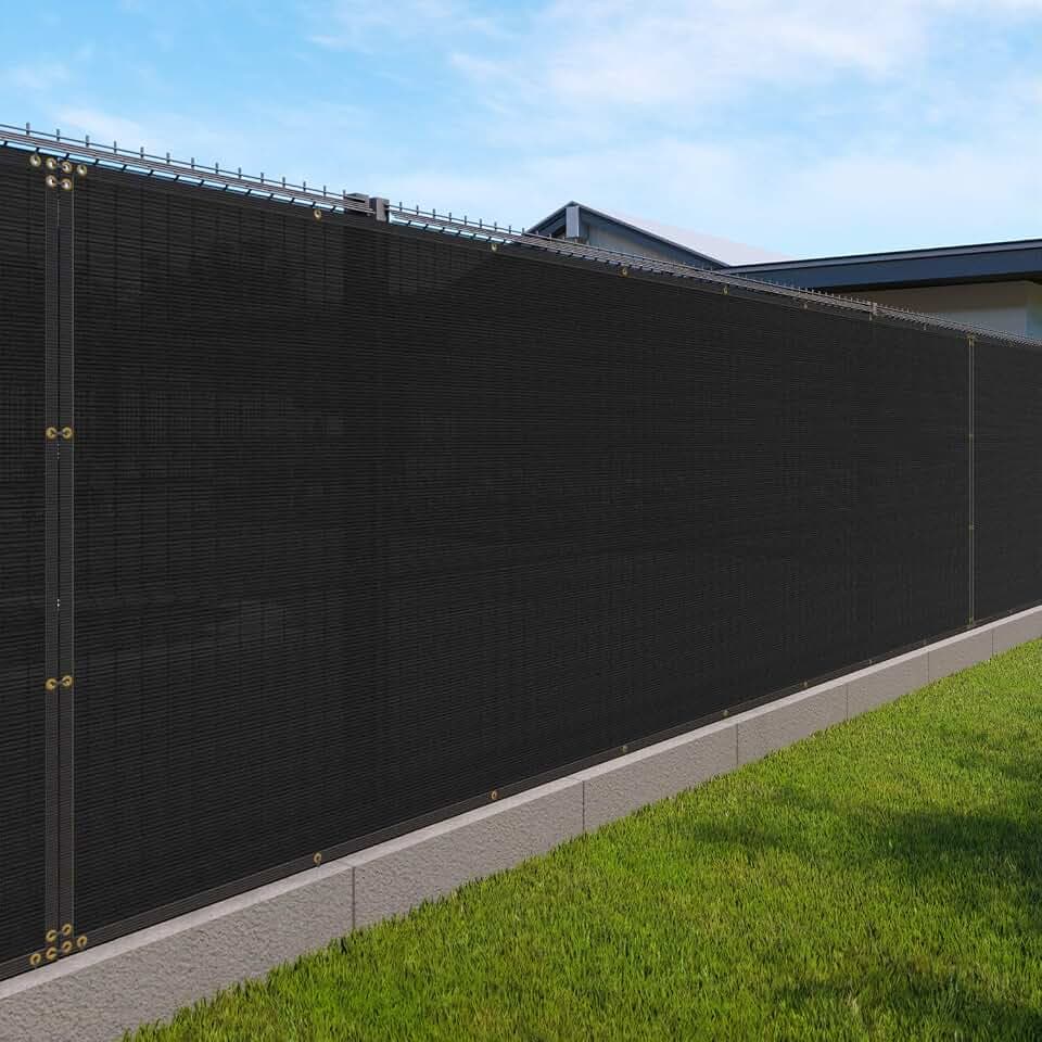 Windscreen4less Privacy Fence Screen 6'x20' Heavy Duty Windscreen Fencing Mesh Fabric Shade Cover for Garden Backyard Pool Chain Link Fence, Black