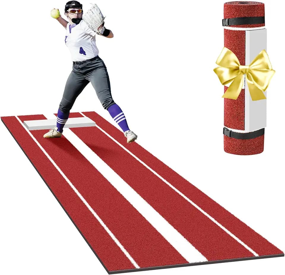 Neoaider Softball Pitching Mat with Thickened Mound, 10x3 ft Pitching Mat