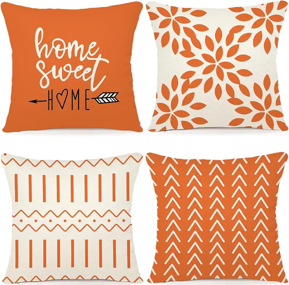 YCOLL Kissenbezug 4er Set Kissenbezüge leinen Kissenhülle Dekokissen für Sofa Gartenbett Couch Kissen 40x40cm