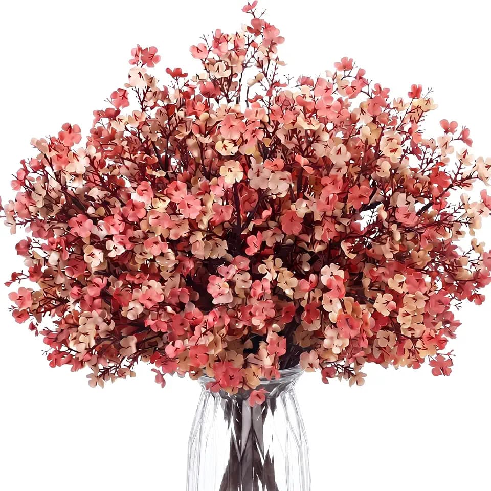Giegxin 24 Pcs Artificial Fall Flowers Silk Babys Breath, Beige Brown