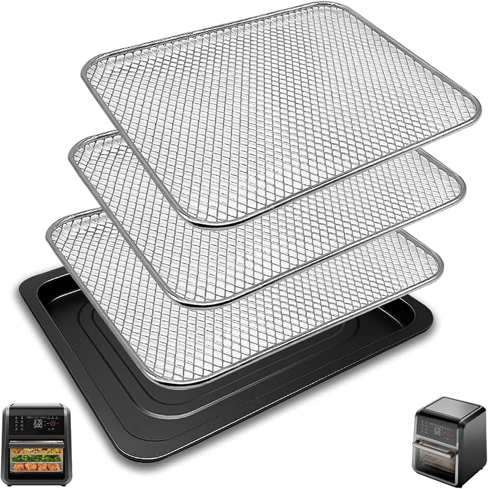 Air Fryer Accessories for Chefman 12 Quart 6 In 1 digital Countertop Convection Oven, Food Grade Air Fryer Drip Tray Grill Pan Grill Plate Crisper Plate Replacement Parts Tray Rack