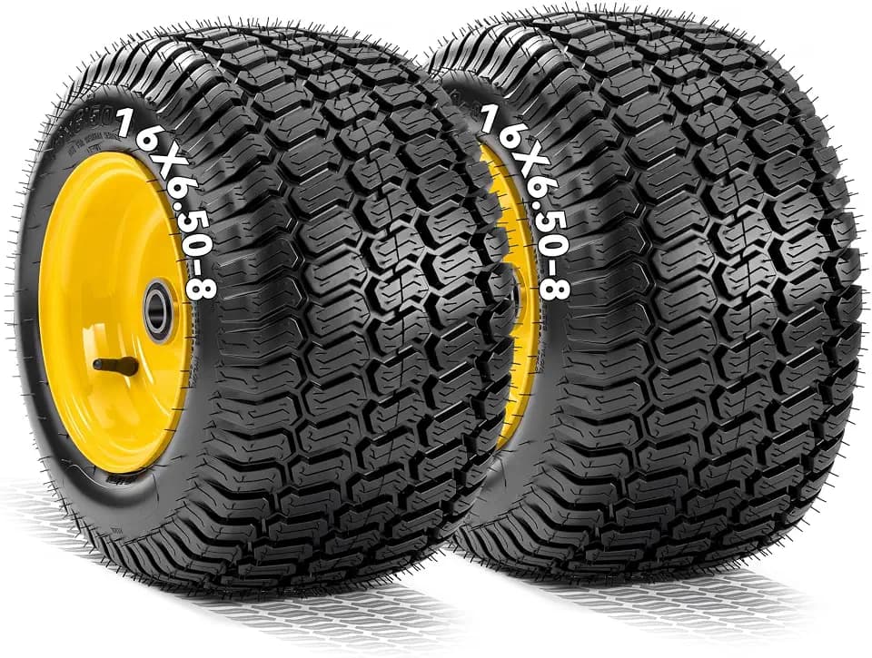YITAMOTOR 16x6.50-8 Tubeless 4 Ply Lawn Mower Tires & Wheel Assemblies