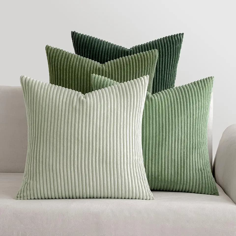 MIULEE Kissenbezug 40x40 4er Set Kordsamt Kissenhülle sofakissen Green