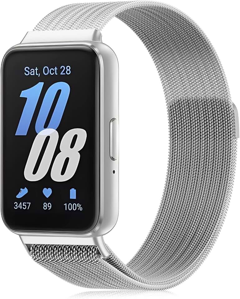 Armband für Samsung Galaxy Fit 3, Edelstahl Mesh Metall Uhrenarmband kompatibel mit Samsung Galaxy Fit 3 SM-R390 Damen und Herren