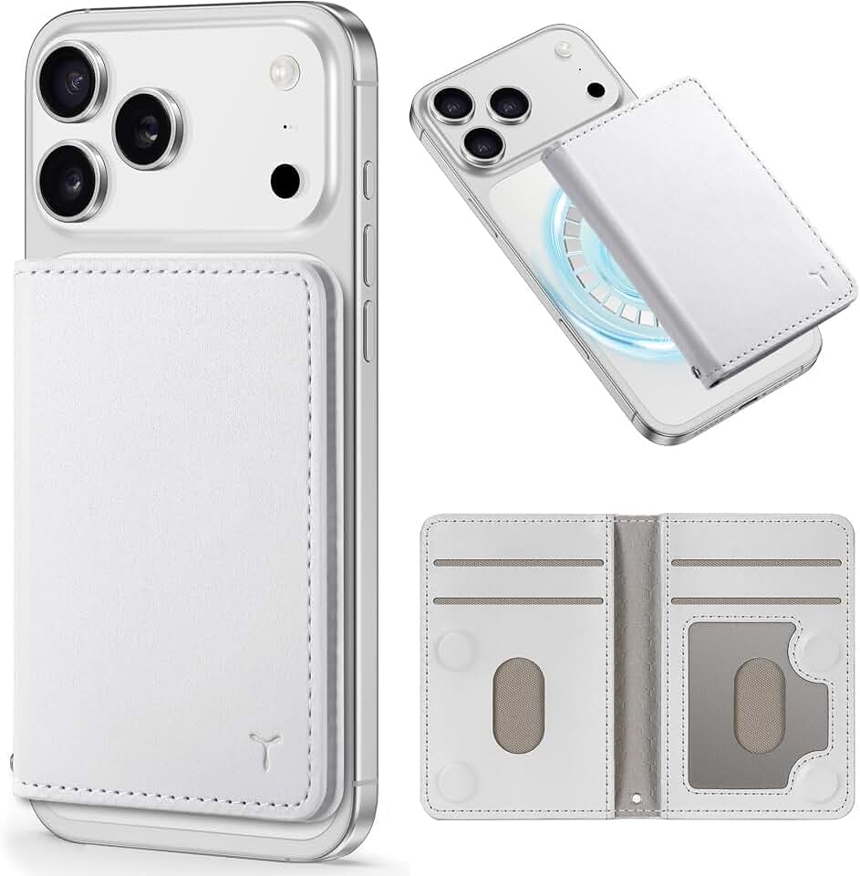 TUCCH für Magsafe Wallet, Magnetisches Geldbörse, 6 Kartenfächer, Weiß