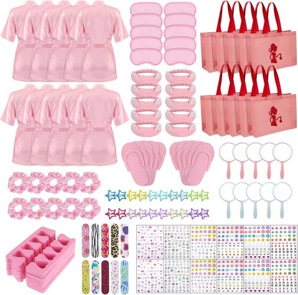 122 Pcs Pink Girls Spa Party Kit 10 Pack Slumber Party Favors