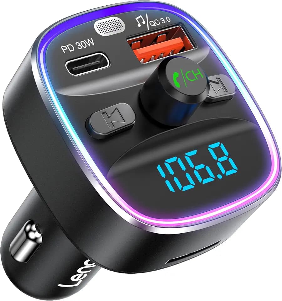 LENCENT Bluetooth 5.4 FM Transmitter Auto Adapter 48W [PD 30W & 18W]
