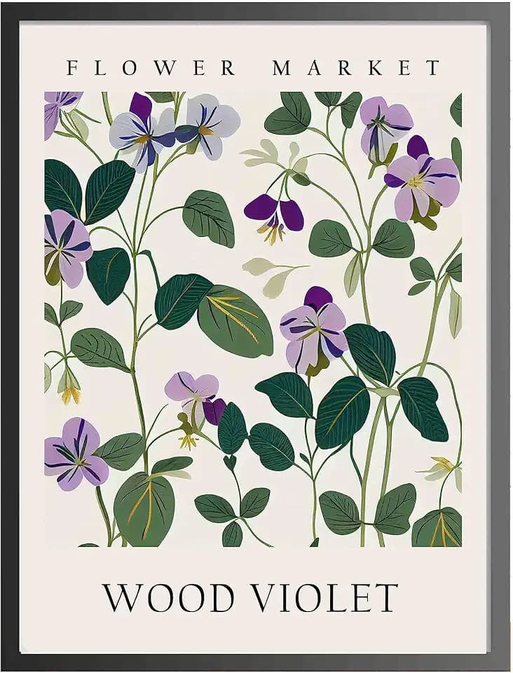Wood Violet Flower Market Unframed Poster Art Print, Floral Wall art Decor, Botanical Artwork Bedroom Bathroom Living room Decoration 47 (Wood Violet, 20"L x 16"W, Unframed)