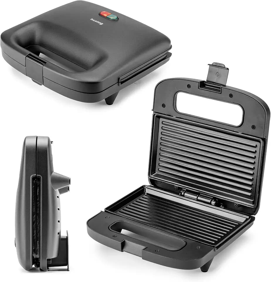 QuickBite Toaster, Sandwichmaker, Sandwich, Antihaftbeschichtung, 1000W, Panini, Schwarz