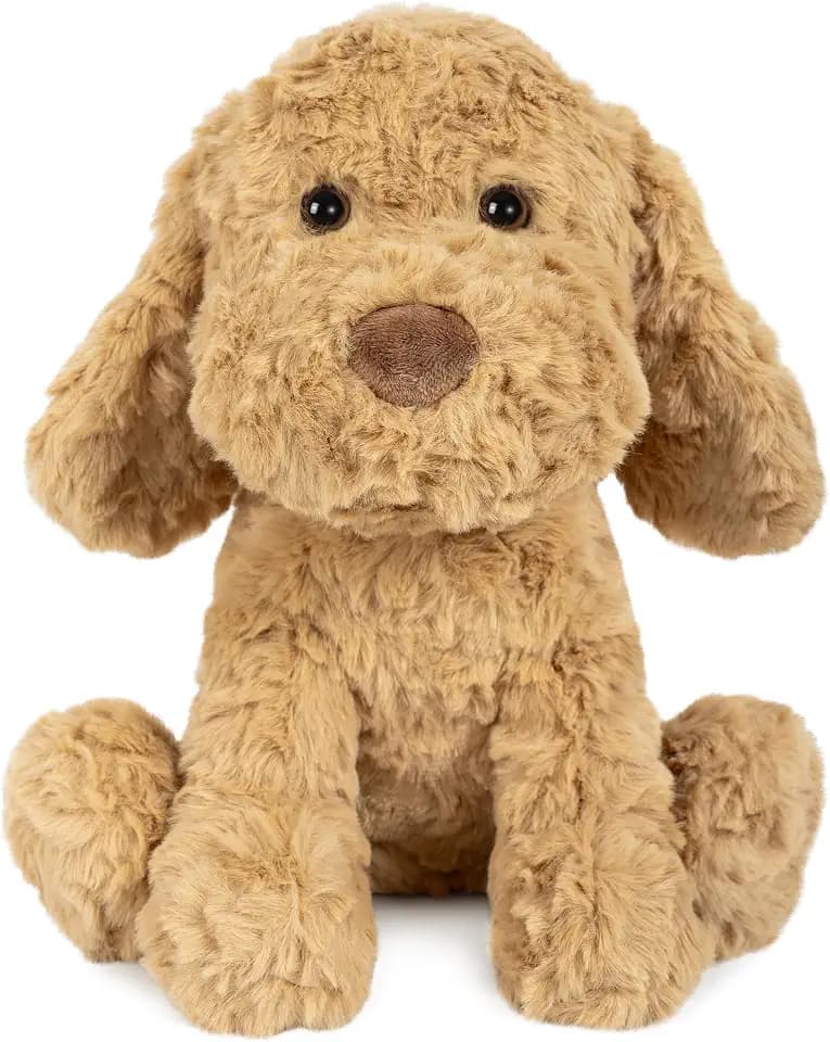 Goldendoodle Poodle Dog Microwavable Stuffed Animal – 1.5 lb Unscented Heating Pad Plush, Soft Cozy Golden Doodle Puppy Toy for Relaxation and Comfort, Gift for Women, Girls, Adults & Kids, Happy Fuel