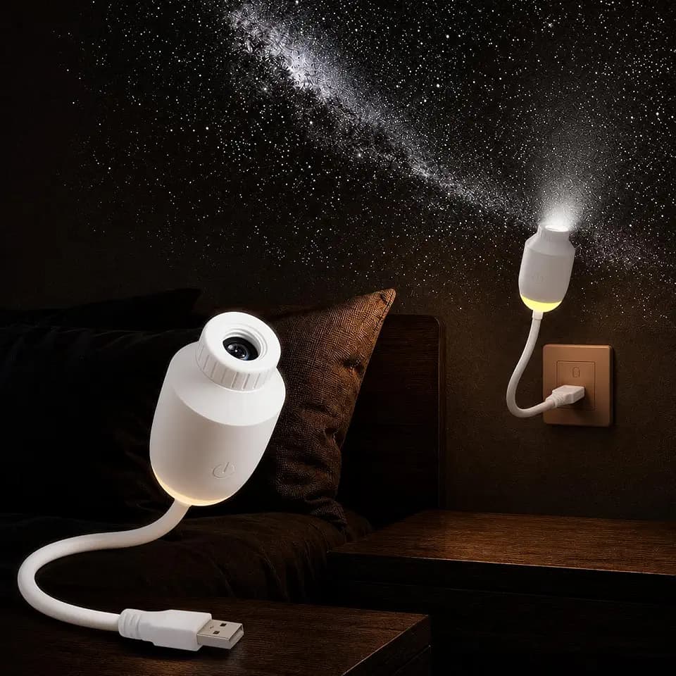 USB Star Projector with 12 HD Glass Projection Slides for Bedroom