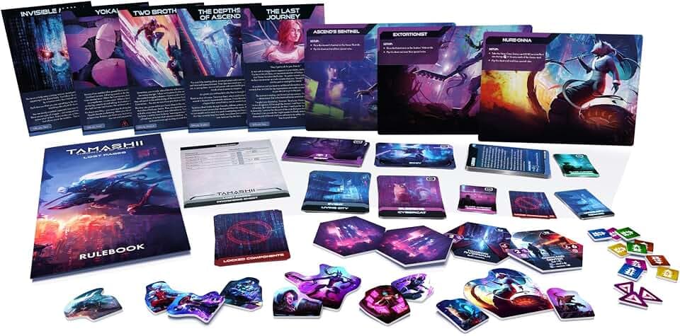 Tamashii: Stretch Goals: Lost Pages - Unlock New Adventures and Unveil the Lost Secrets! Sci-Fi Strategy Game, Ages 14+, 1-4 Players, 45-90 Min Playtime, Made by Awaken Realms