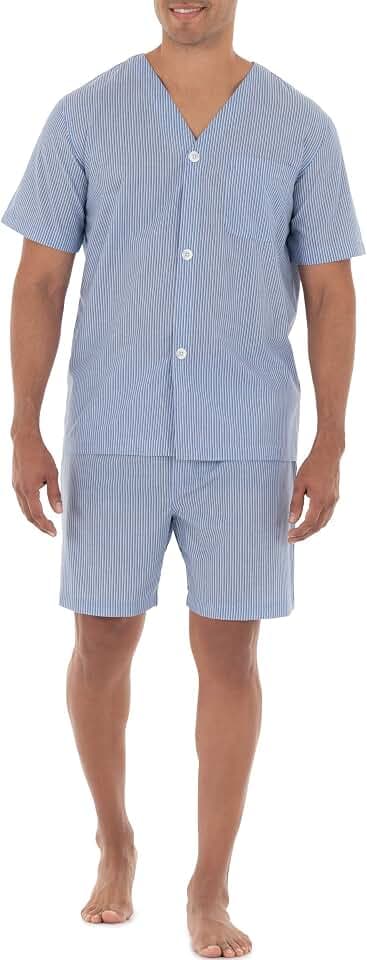 Fruit of the Loom Herren Kurzärmeliges Pyjama-Set aus Breitem Stoff Pyjamaset