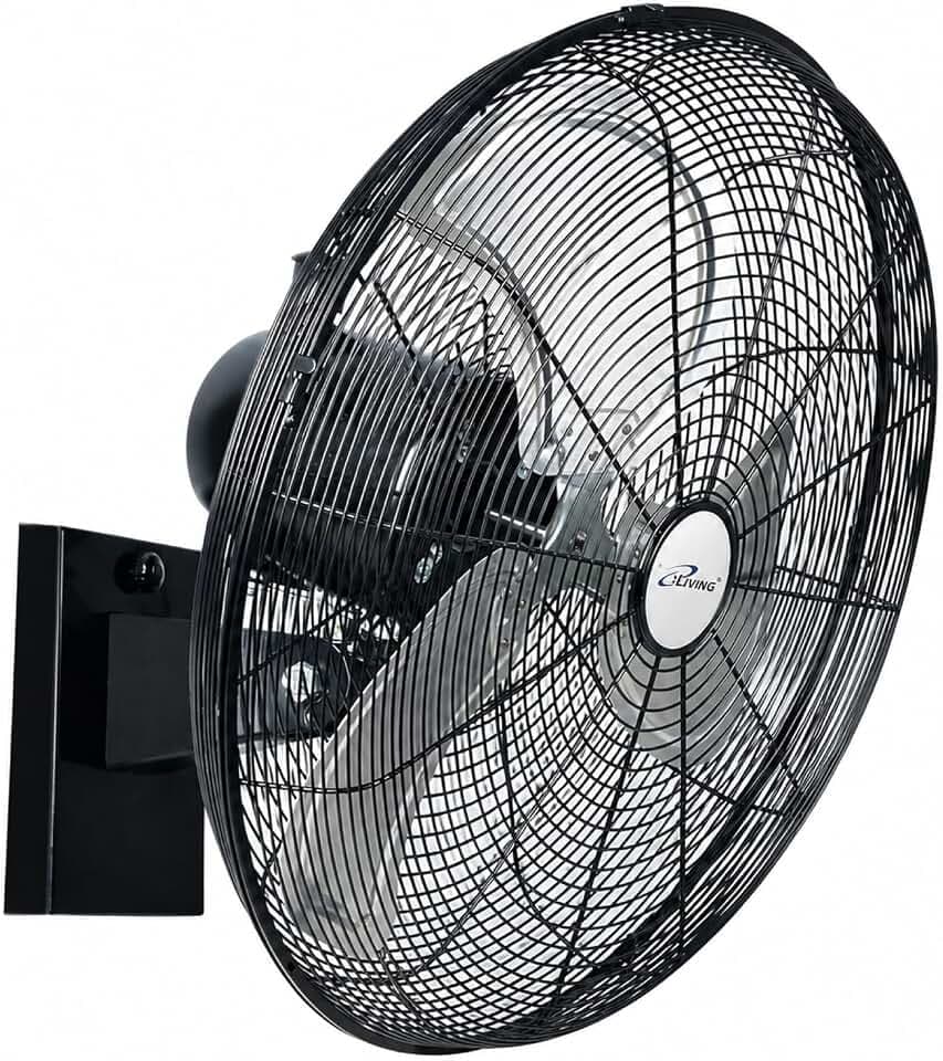 iLiving 18" Outdoor Oscillating High Velocity Wall Fan with 4150 CFM Heavy Duty Weatherproof Motor, Variable Speed Adjustment for Workshop, Garage, Patios, Commercial and industrial, 18 inch,Black