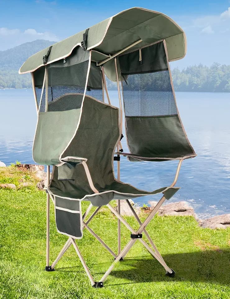 Docusvect Camping Chair with Canopy Shade - Canopy is the Backpack