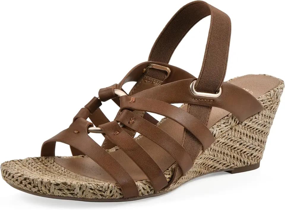 WHITE MOUNTAIN Women's Ataps Strappy Sling-Back Wedge Sandal