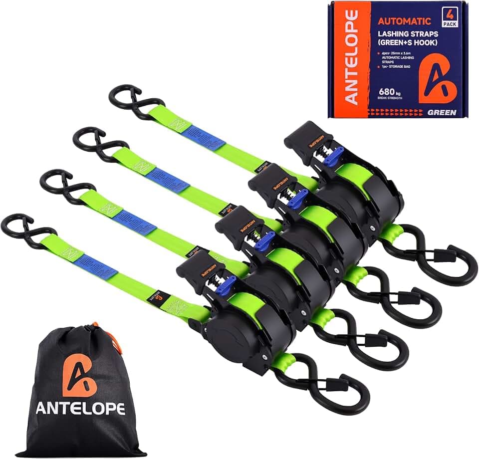A ANTELOPE Automatik Spanngurt, Automatischer Spanngurtaufroller, 4 Stück