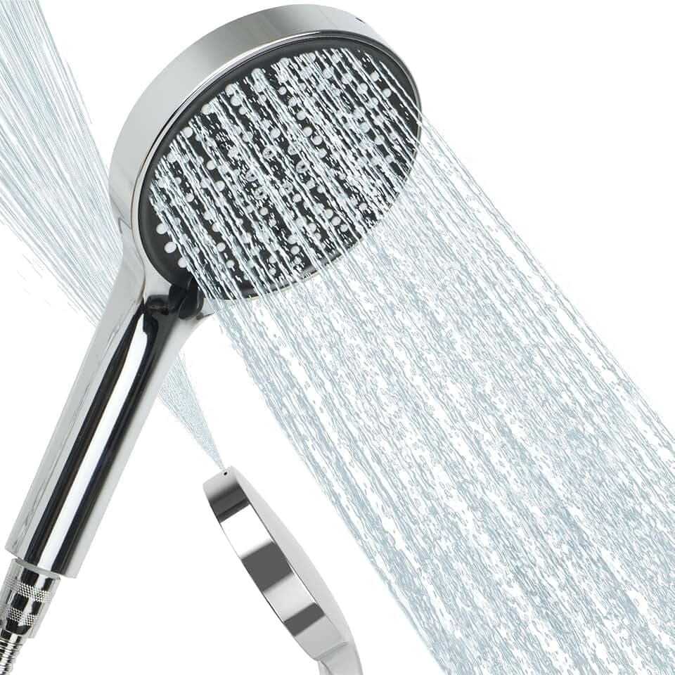 AIXMEET Duschkopf, Hochdruck-Duschkopf mit 6 Sprühmodi, Universal-Handbrause für niedrigen Wasserdruck, wassersparendes Baden für Erwachsene, Kinder, Haustiere, Zuhause und Fitnessstudio (Silber)