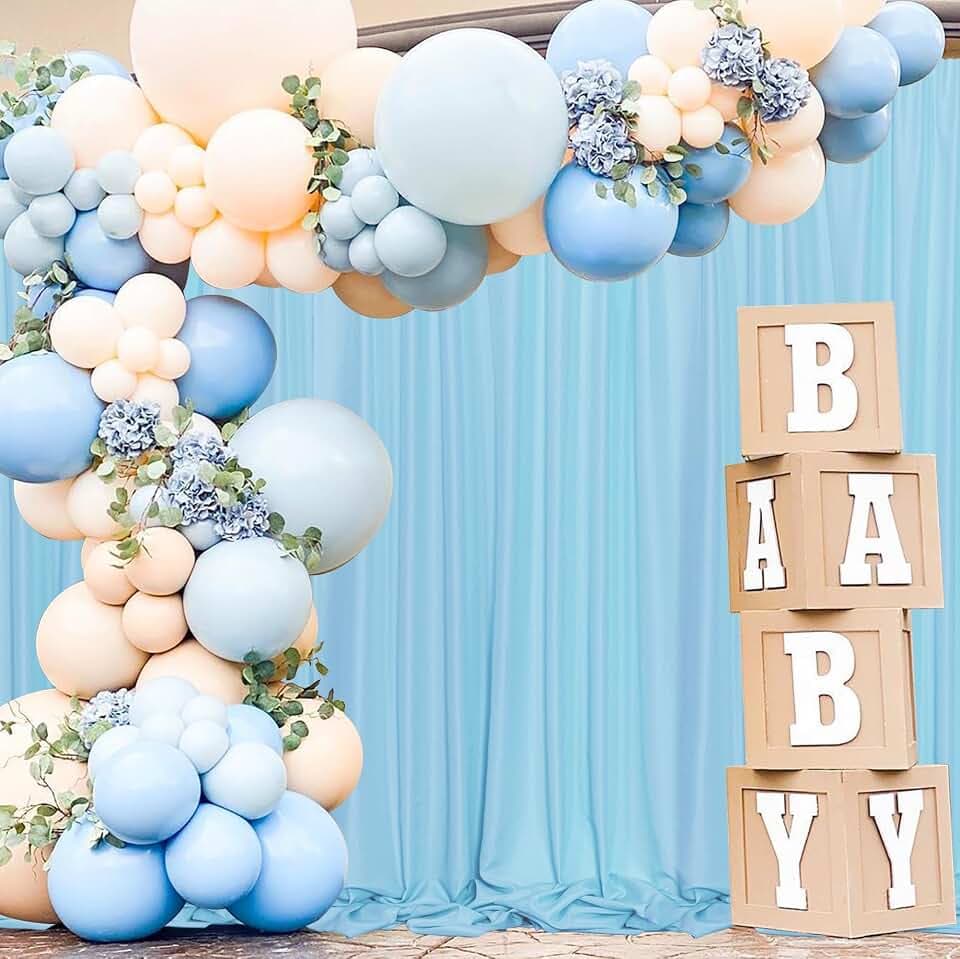 MEETSKY Blue Backdrop Curtains,Birthday Backdrop Drapes,5ft x 10ft,2 Panels