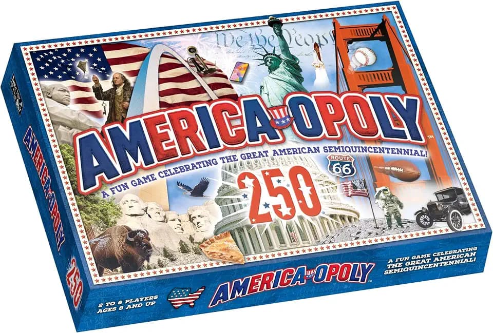 Late for the Sky America-Opoly Board Game, 250th Celebration, 2-6 Players