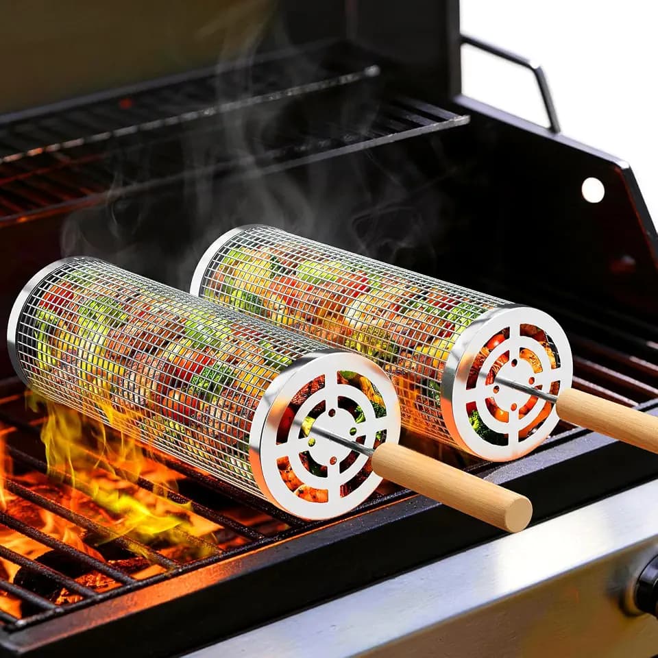 Grill Basket for Veggies, Heavy Duty Stainless Steel Grill Basket