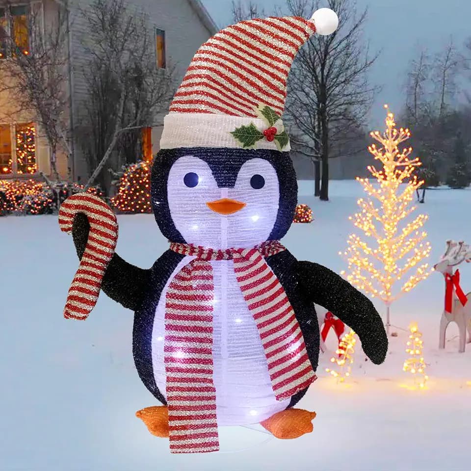 Mini LED Pinguin 77cm Weihnachtsdeko,Beleuchtete Weihnachtsdekorationen Zusammenfaltbar mit 40 LED-Lichter,Decorations für Innen und Außen Gartendekoration Yard Holiday Garden Décor (30inch) (Pinguin)