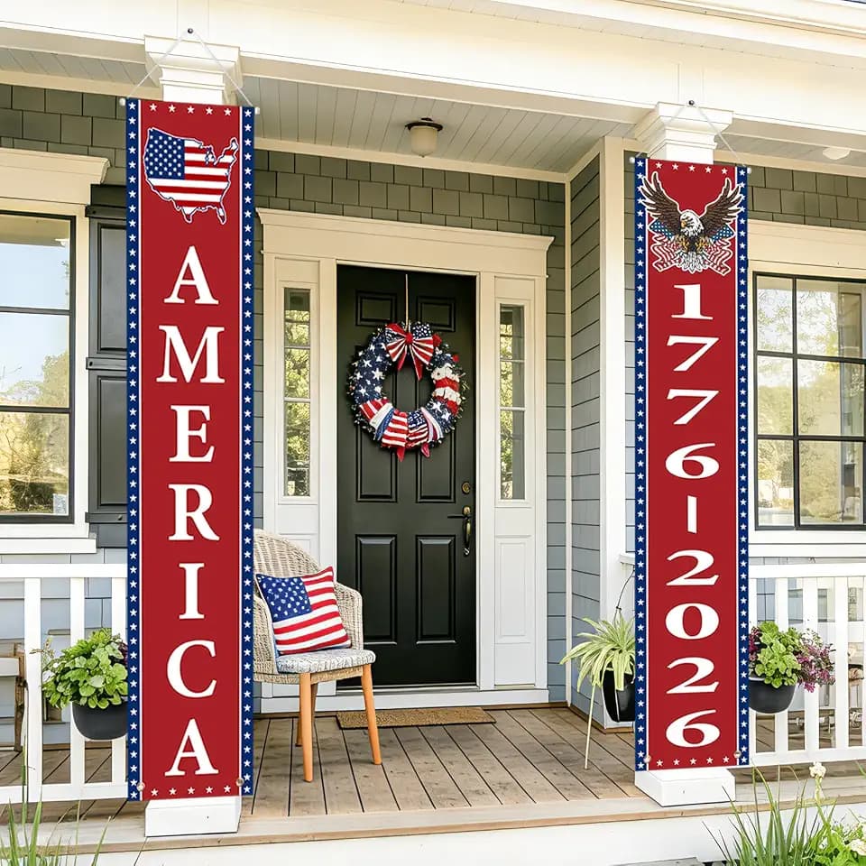 250th Anniversary American Banners - 2 Pack 4th of July Decorations Banner