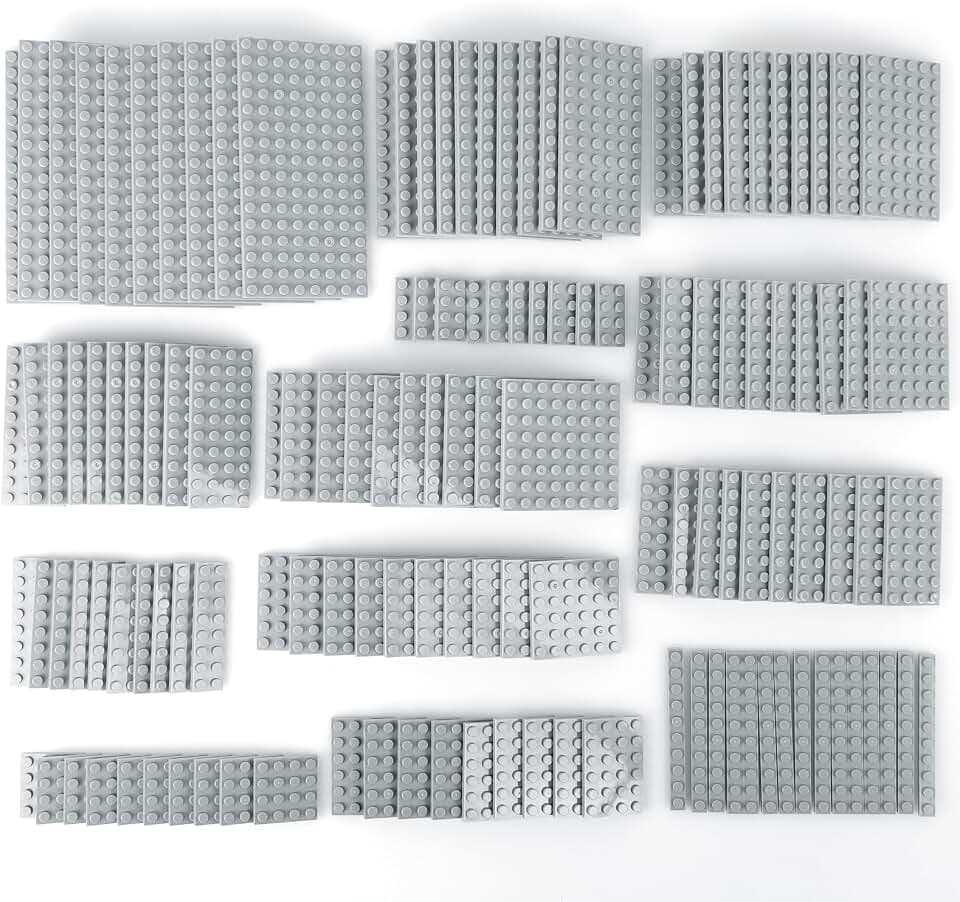 MALEKO Building Bricks Base Plates, 135PCS Small Baseplates (Light Grey)