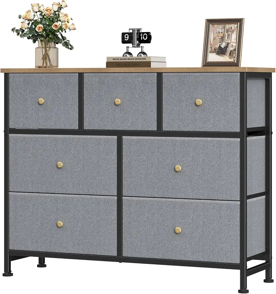 OLIXIS 7 Drawer Fabric Dresser, Storage Tower for Bedroom and Closet