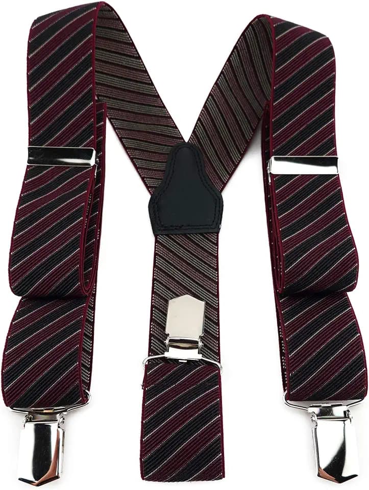 TigerTie Unisex Hosenträger in Y-Form mit 3 extra starken Clips - gestreift gemustert - hochwertige Verarbeitung - Breite 35 mm