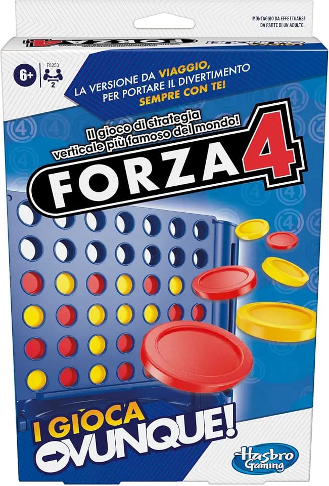 Hasbro Gaming Forza 4 I Play Anywhere, Portable Game Travel Board Games for Children and Girls Ages 6 and up, Vertical Strategy Toy for 2 Players