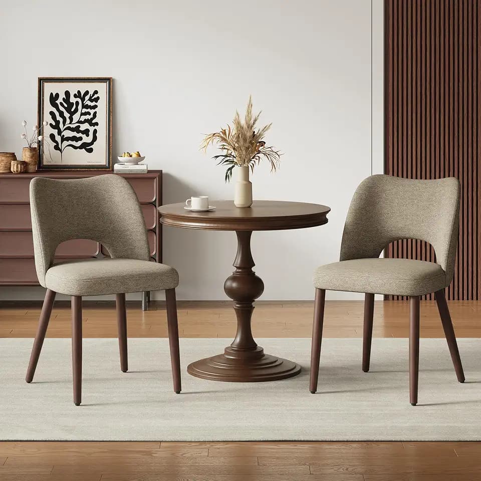 MALOL Moderne Esszimmerstühle 2er Set, Esszimmer Stühle, Ergonomisch Gepolsterte Küchenstühle mit Vertikal Gestreifter Rillenlehne, Polsterstühl für Esstisch Wohnzimmer Café Restaurant, Kaffeebraun