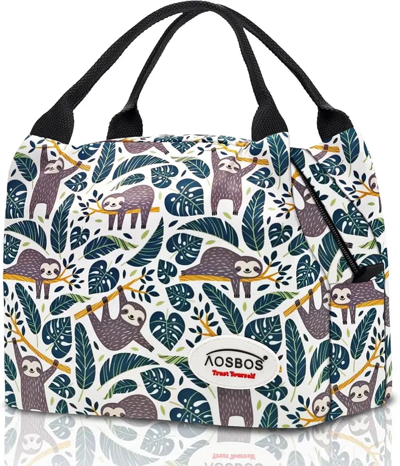 AOSBOS Mini Kühltasche Klein Lunchtasche Damen Lunch Bag Isoliertasche Für unterwegs Thermotasche Fahrrad Faltbar Wasserdicht Reißverschluss 8,5L Affe Grün