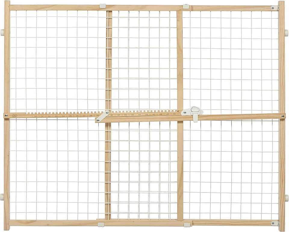MidWest Homes for Pets - Hundeschutzgitter, Drahtgitter für Haustiere, ausziehbar, 73,6 bis 127 cm breit, 81,3 cm hoch, Holz, pulverbeschichteter Draht