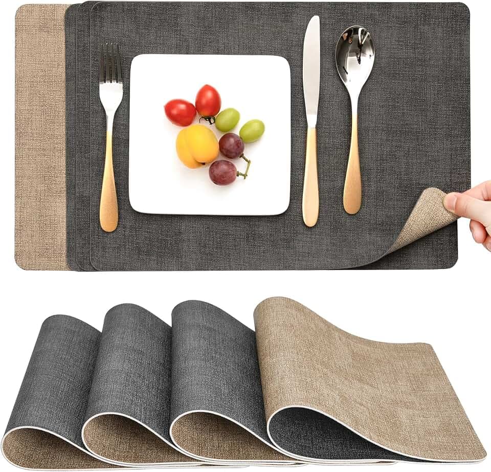 Myir JUN Tischset Abwaschbar &Untersetzer, Doppelseitige Platzsets 4er Set