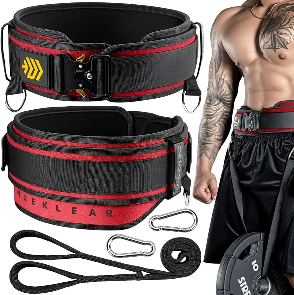 MANUEKLEAR 2-in-1 Dip Belt, Double-Layer Weight Lifting Belt