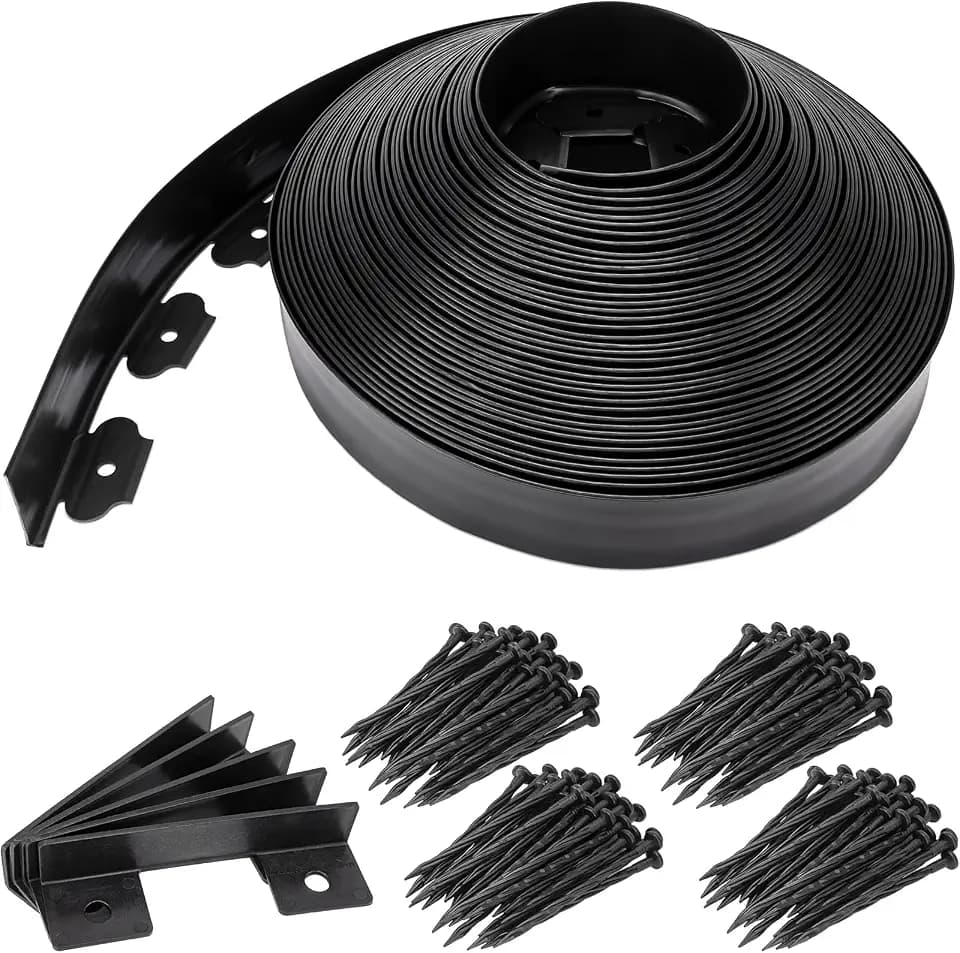 Landscape Edging 2.5 Inch Tall 100 FT, Black Edging for Landscaping with 5Pcs connectors and 120 Pcs Anchoring Spikes for Garden Flower Beds Yard Lawn