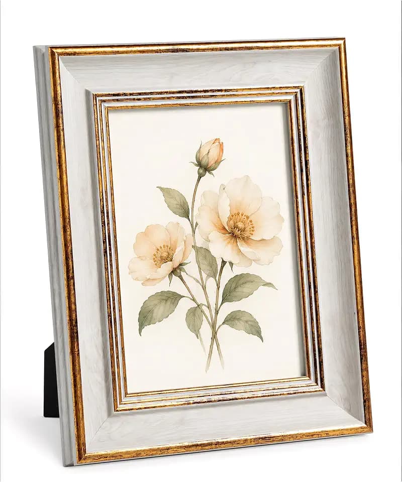 Afuly 5x7 Picture Frame Vintage Antique White Gold Photo Frame
