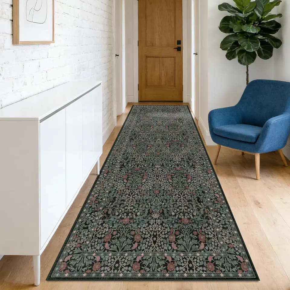 2'6" x 8' Runners Rug for Hallway Washable Soft Carpet (Dark Green)