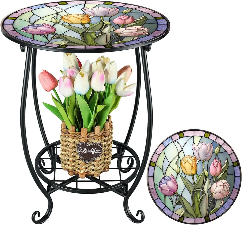 Cinnvoice Outdoor Side Table Small End Patio Porch Table