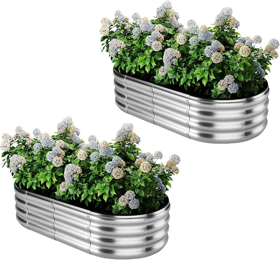 ZFHgarden Galvanized Metal Planter Raised Garden Bed Kit for Gardening Outdoor，4x2x1ft 2 Planter Grow Garden Box Raised Flower Bed，Long Vegetable Clearance Herb Raised Garden Beds for Gardening Metal