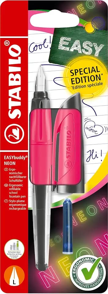 STABILO - Schulfüller mit Linkshänder-Feder L - EASYbuddy NEON
